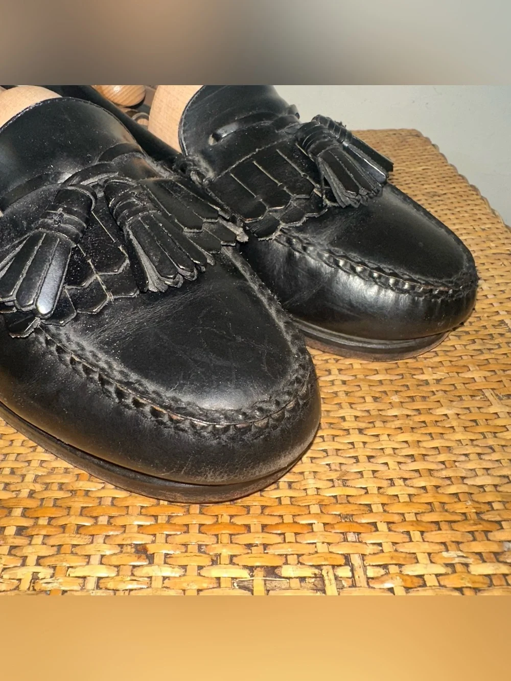 Johnston & Murphy Tassel Loafers Mens 10EEE Black Leather Preppy Academia 7E6760